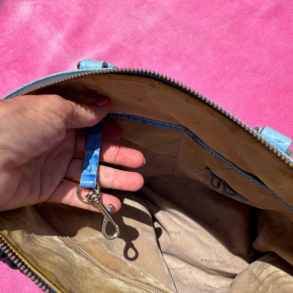 💙Brahmin Blue Crocodile-Embossed Leather Satchel💙 - Picture 6 of 15